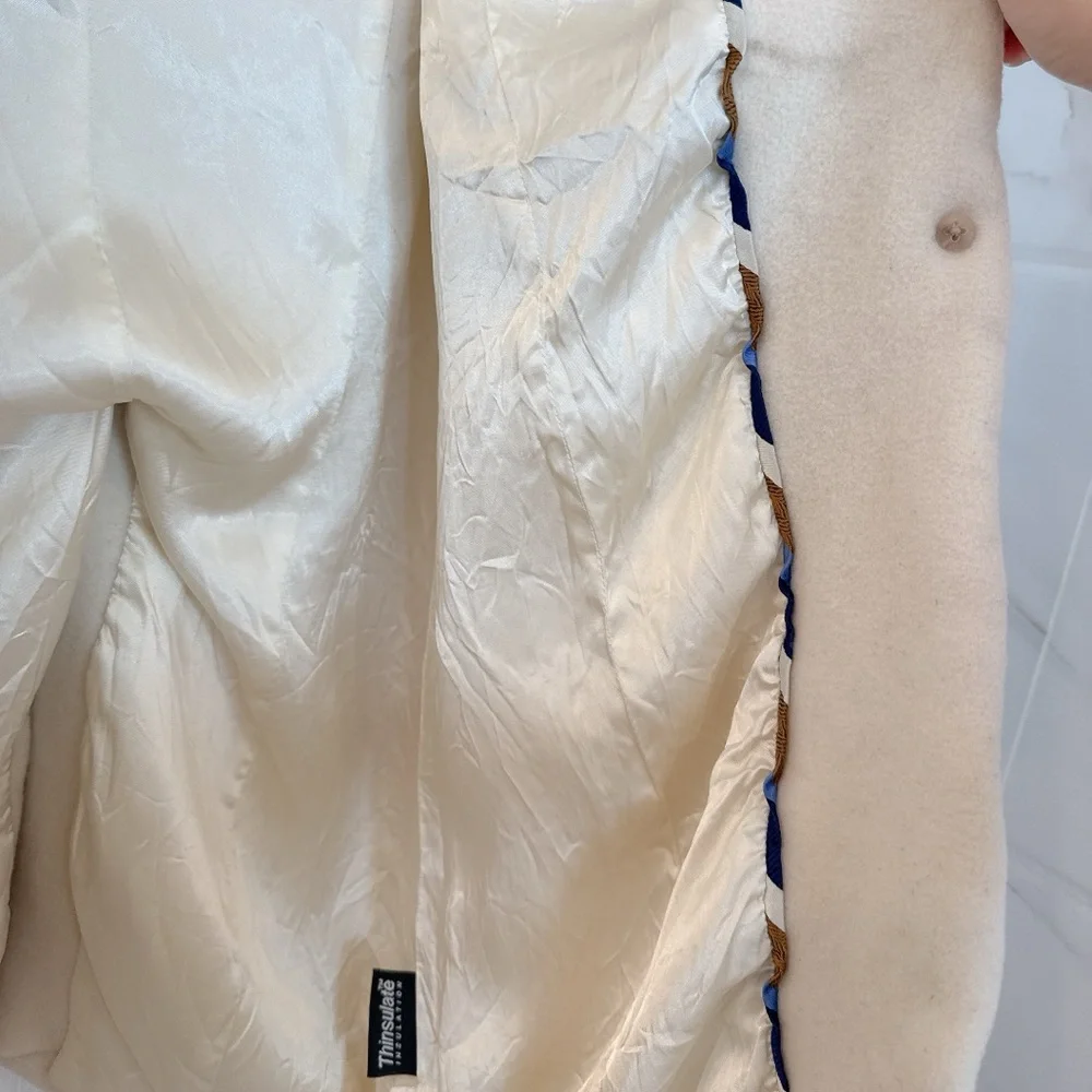 Vintage J. Crew Cream Wool & Cashmere Single Breasted Longline Tailored Overcoat - Picture 4 of 8